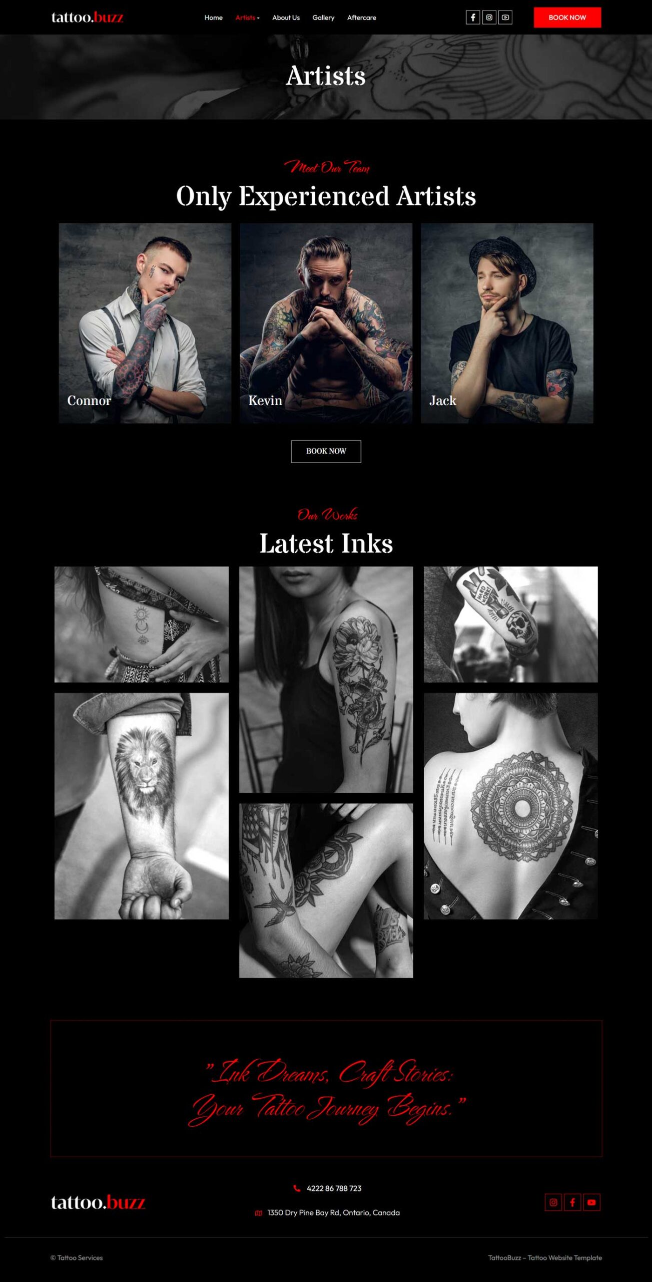 Tattoo Studio Website Template | WordPress Theme for Tattoo Salon