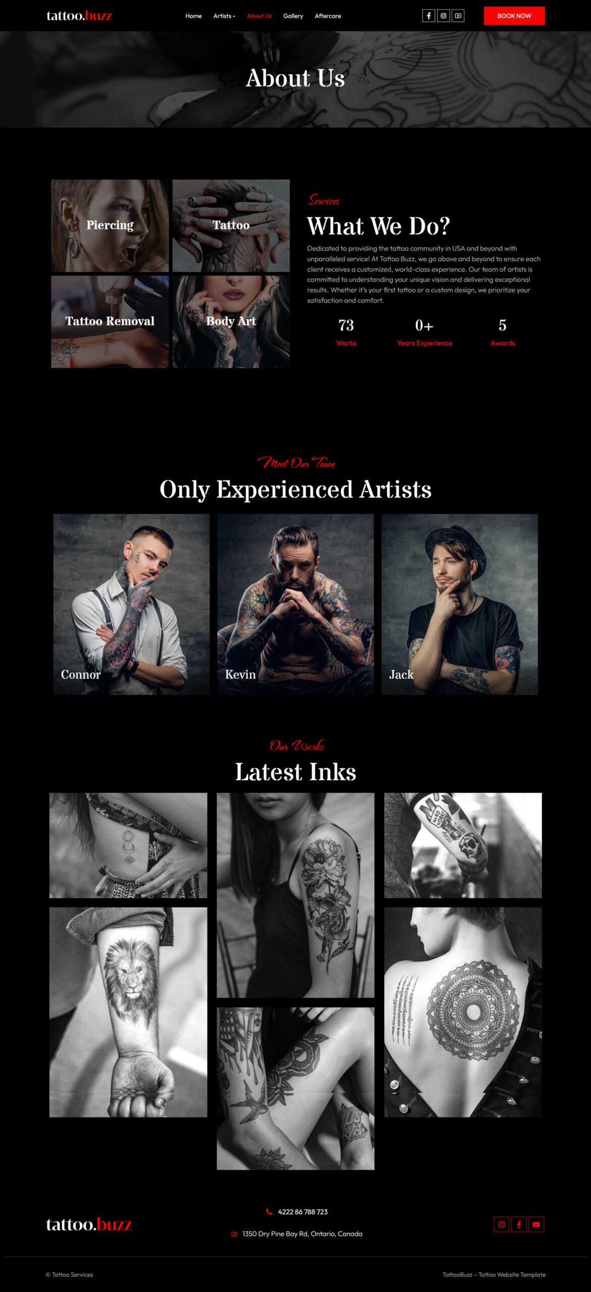 Tattoo Studio Website Template | WordPress Theme for Tattoo Salon
