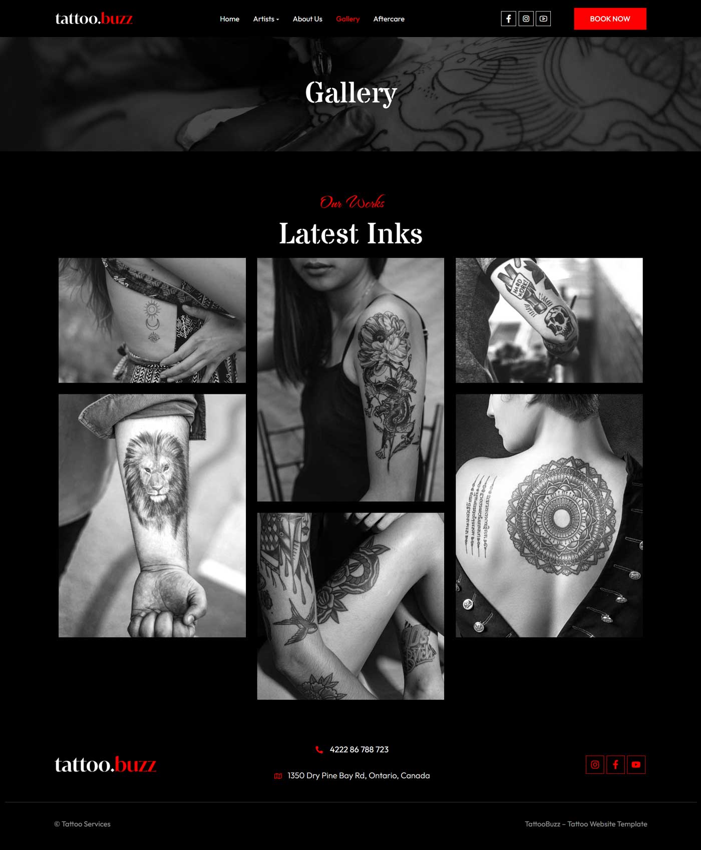 Tattoo Studio Website Template | WordPress Theme for Tattoo Salon