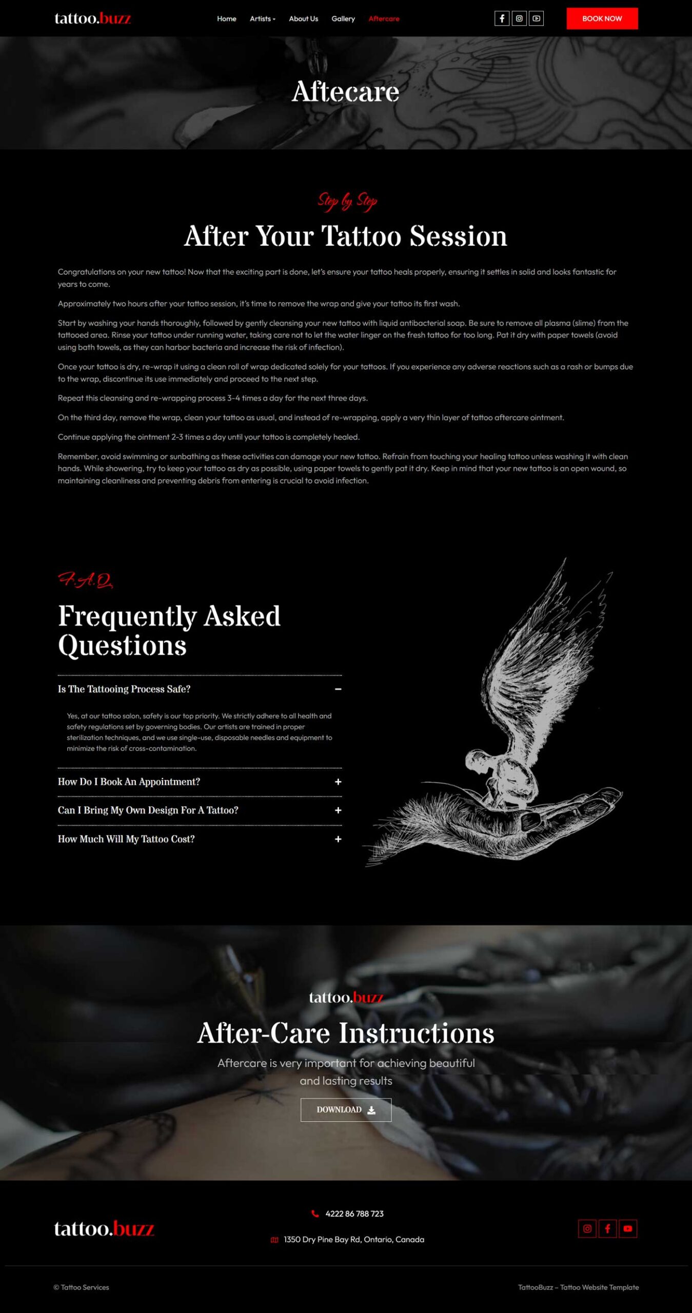 Tattoo Studio Website Template | WordPress Theme for Tattoo Salon