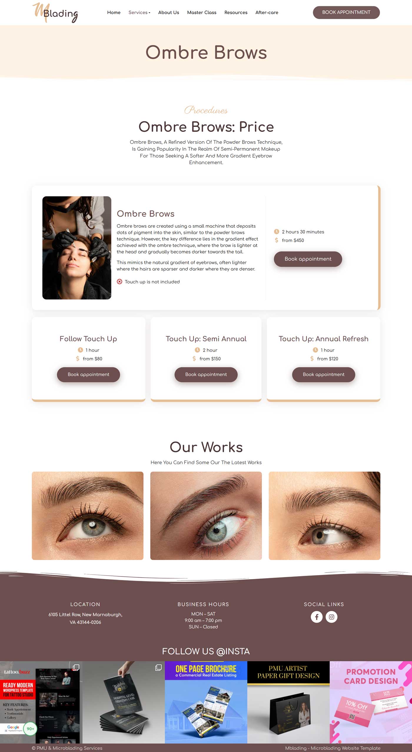 Beauty Salon WordPress Theme for PMU Artist or Salon