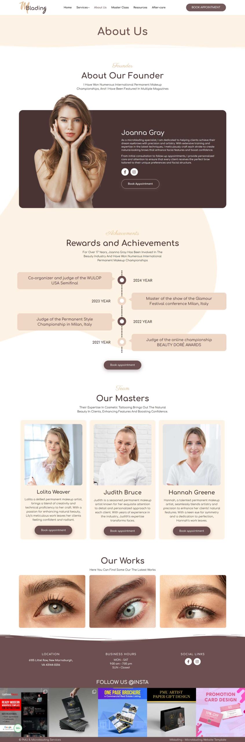 Beauty Salon WordPress Theme for PMU Artist or Salon