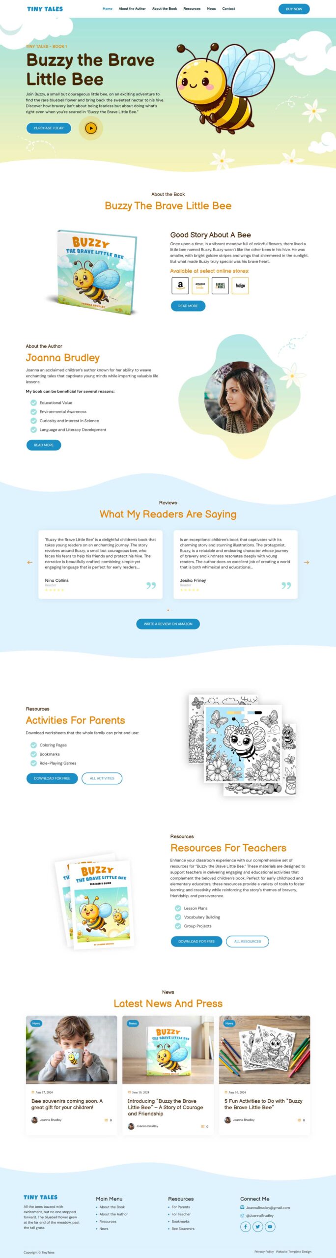Book Author Website Template for Children's Book | WordPress Theme for Children's Book Author