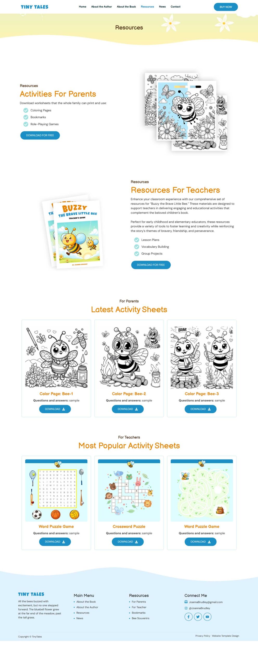 Book Author Website Template for Children's Book | WordPress Theme for Children's Book Author