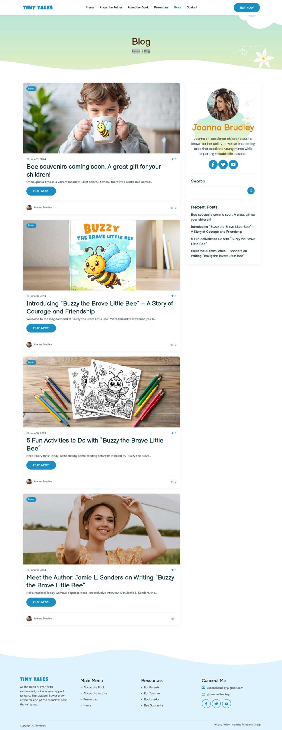 Book Author Website Template for Children's Book | WordPress Theme for Children's Book Author