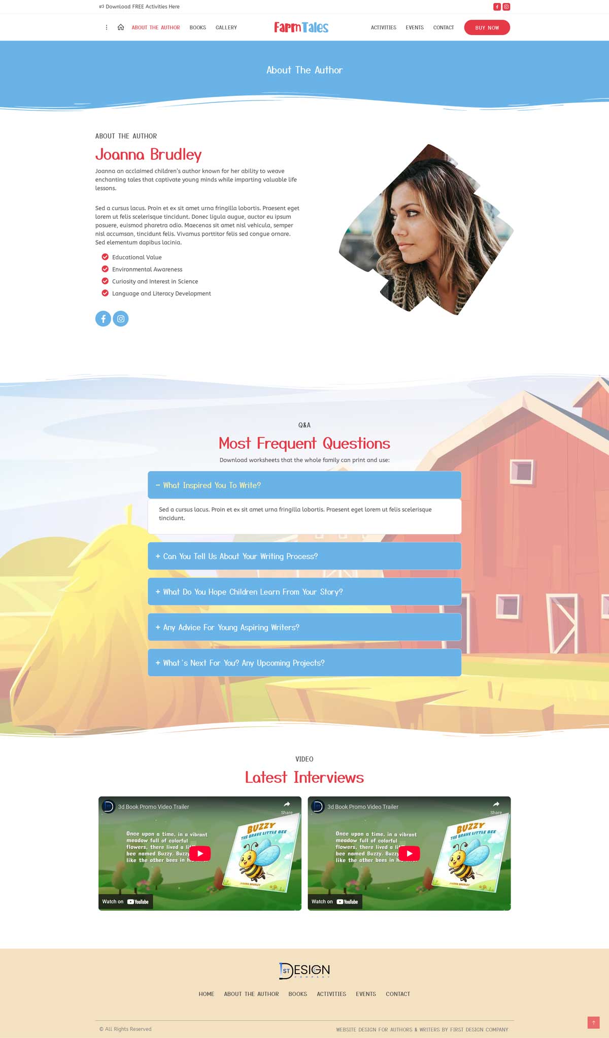 Book Author Website Template for Kids Book Author | WordPress Theme for Children's Book Writer - FarmTales