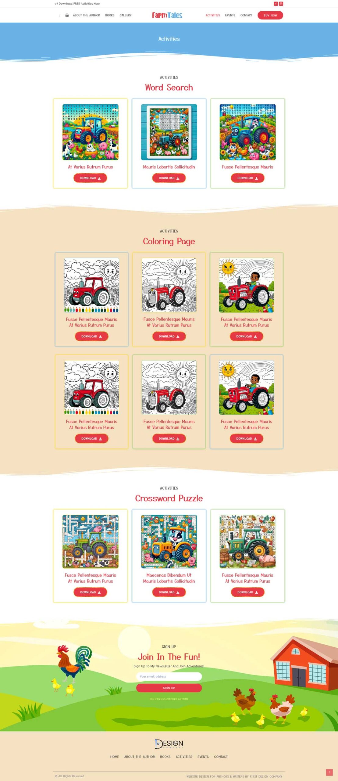Book Author Website Template for Kids Book Author | WordPress Theme for Children's Book Writer - FarmTales