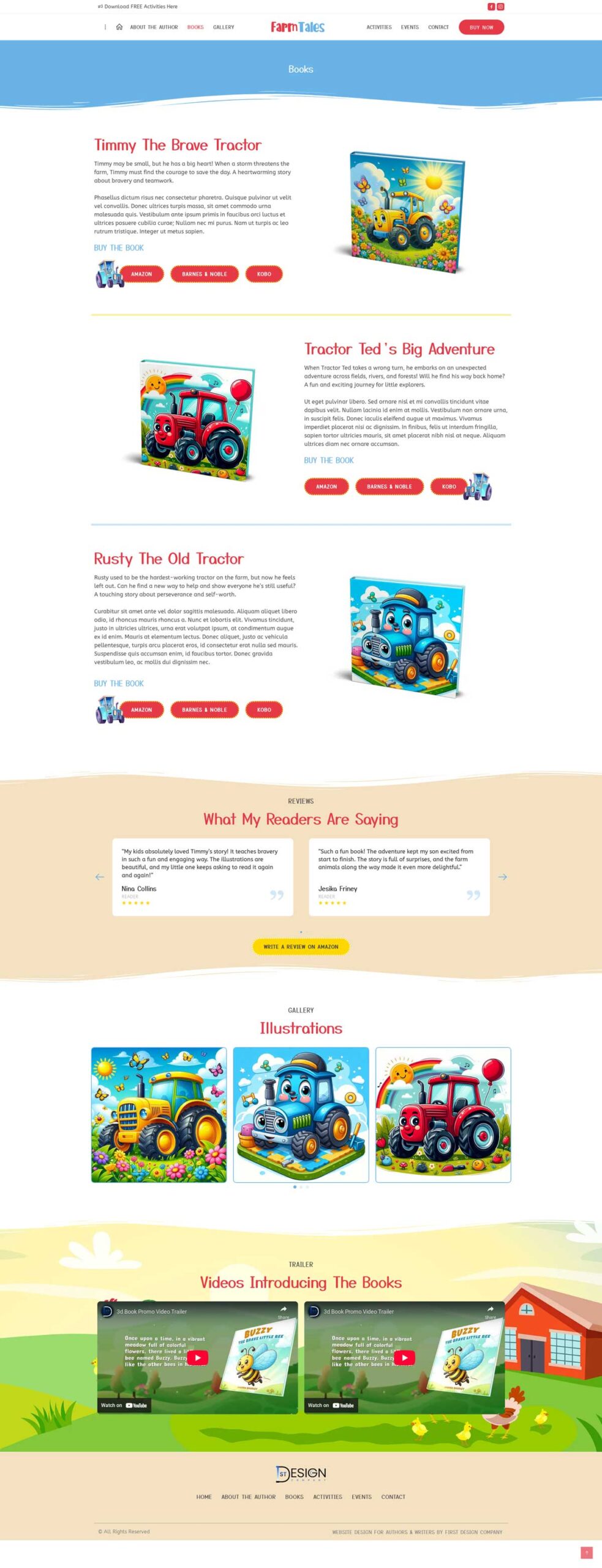 Book Author Website Template for Kids Book Author | WordPress Theme for Children's Book Writer - FarmTales