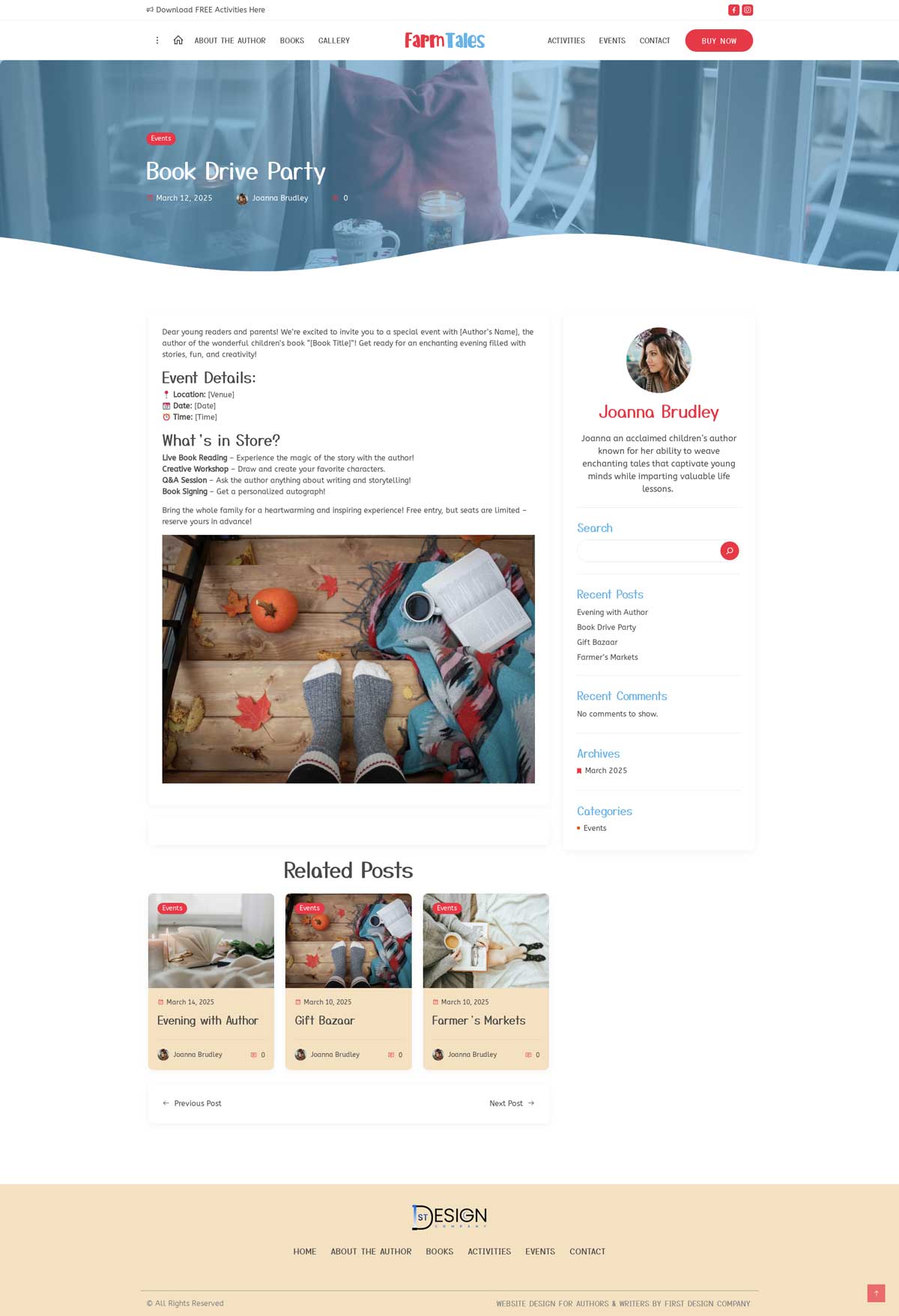 Book Author Website Template for Kids Book Author | WordPress Theme for Children's Book Writer - FarmTales