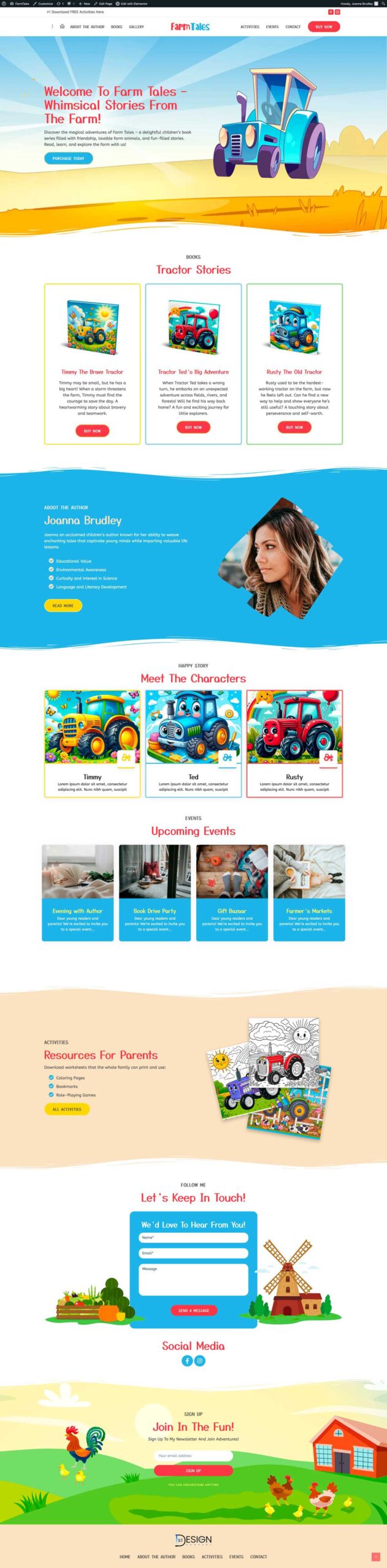 Book Author Website Template for Kids Book Author | WordPress Theme for Children's Book Writer - FarmTales